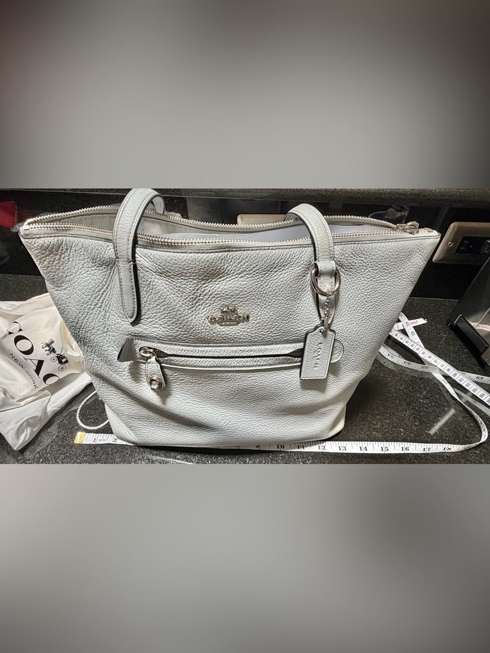 Coach Sky Blue Leather Tote - Picture 7 of 7